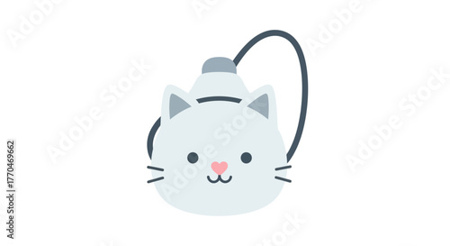 Adorable light blue cat-shaped water bottle featuring a charming pink nose and cute ears, designed with a practical dark strap, perfect for kids' everyday hydration and fun adventures