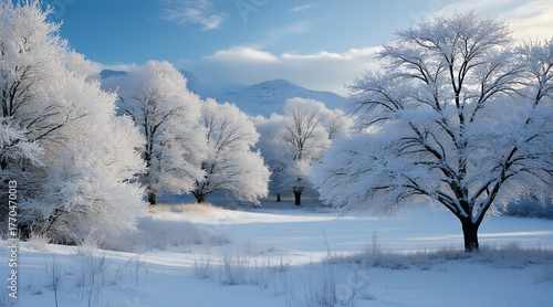 Wallpaper Mural Stunning winter wonderland scene with frosted trees and snow-covered landscape under a clear blue sky creating a serene and peaceful atmosphere Torontodigital.ca