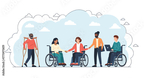 Diverse team collaborates inclusively celebrating unity and shared success with a visually appealing, modern, and optimistic atmosphere