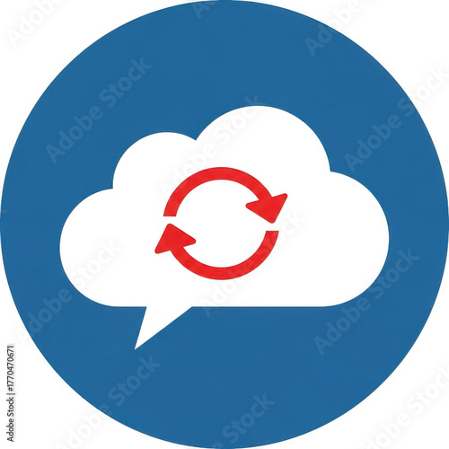Cloud synchronization icon isolated on transparent background, representing data exchange process
