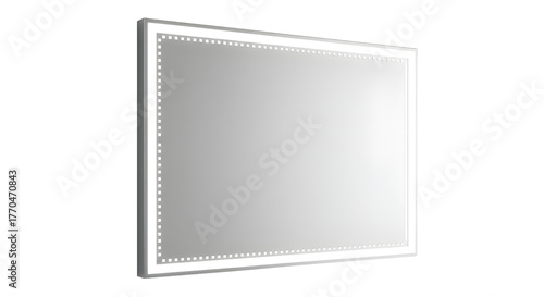 Sleek Rectangular LED Lighted Bathroom Mirror Mockup Isolated on White Background