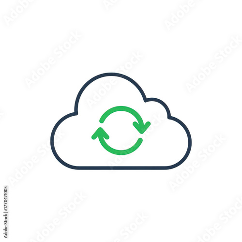 Cloud computing synchronization icon isolated on transparent background, representing data transfer