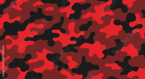 Vibrant red and black camouflage pattern seamless background for bold designs and dynamic applications