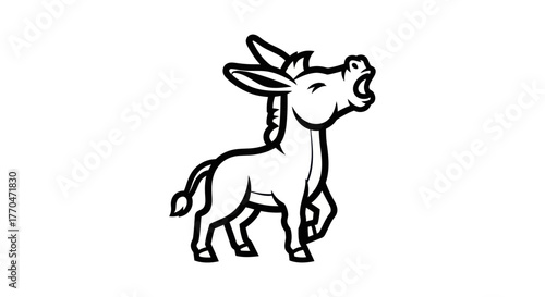 Illustration of a Democratic Donkey Symbol with Bold Outline.