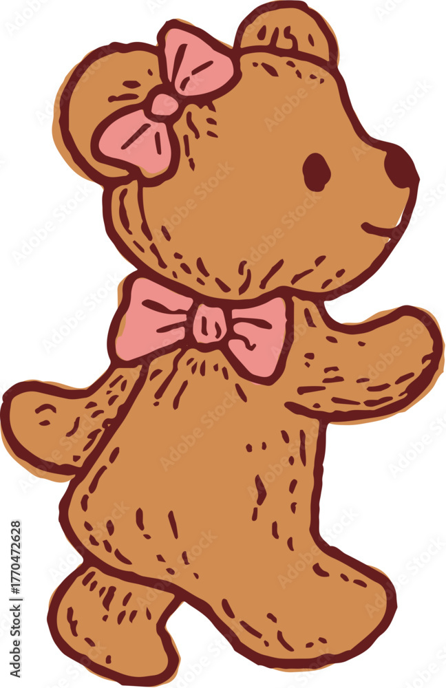 Obraz premium Adorable coquette bear doll clip art set featuring bows, hearts, and pastel charm. Perfect for planners, stickers, and cute digital designs.