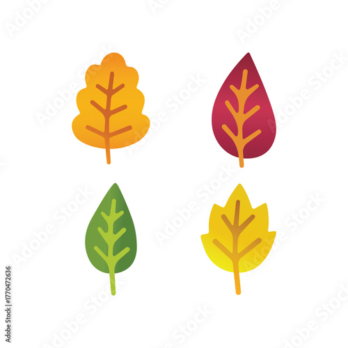 vector set of colorful autumn leaves and floral elements, vector set of autumn leaves, set of autumn leaves, set of leaves, Colorful autumn and spring leaves vector illustration on white background, 