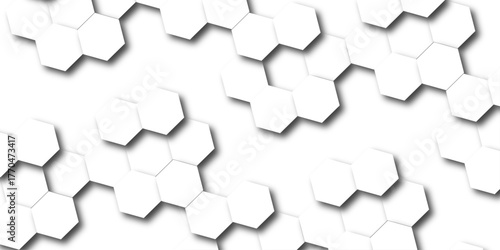 Abstract hexagon white background with shadow .white background Futuristic blue neon honeycombs. Modern technology design. Vector illustration