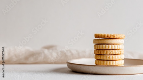 Wallpaper Mural stack of golden shortbread cookies, beige color Torontodigital.ca