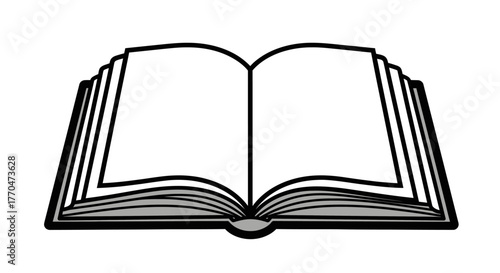 Open book illustration with blank pages, showing the spine and layered sheets.