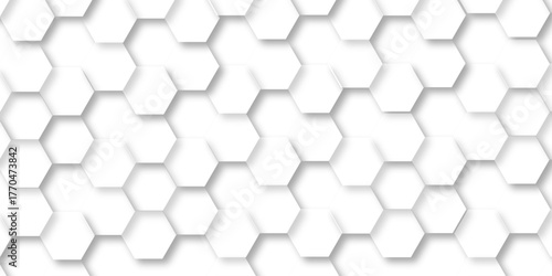 Abstract hexagon white background with shadow .white background Futuristic blue neon honeycombs. Modern technology design. Vector illustration