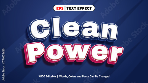 Clean power text effect editable words colors fonts changeable design style for modern vector usage