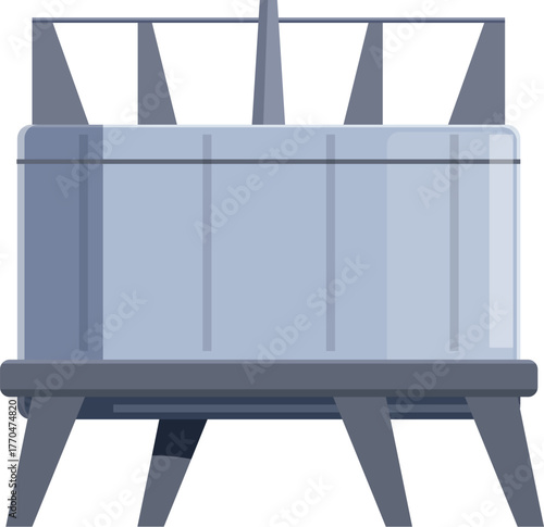 Metal industrial chemical tank standing on support structure, processing plant equipment for manufacturing