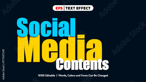 Social media contents text effect design with editable words colors and fonts for marketing and communication materials