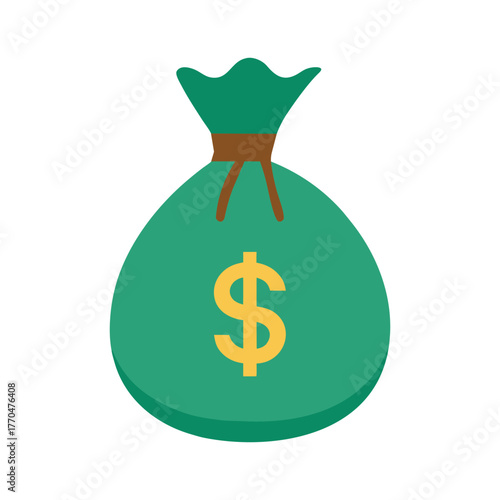 A bag full of dollar coins vector art.