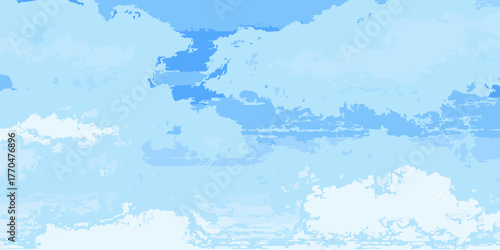 Abstract blue sky with stylized clouds in a painterly textured style