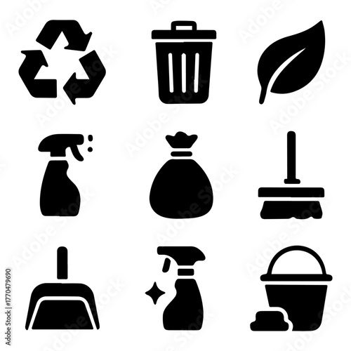 glyph cleaning web icons. filled icons