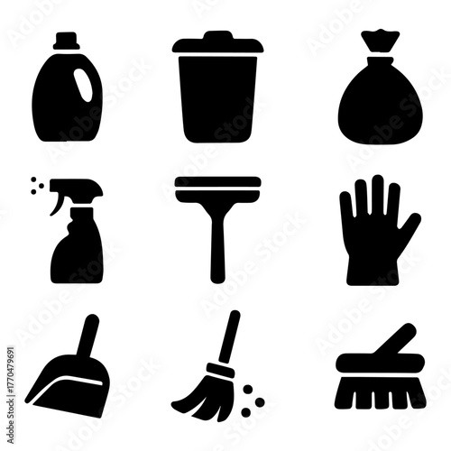 glyph cleaning web icons. filled icons