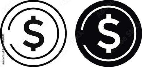 Ratio icon. dollar signs. Graphic template symbol. Represents financial analysis sign
