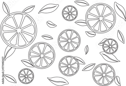Seamless monochrome pattern with hand drawn sketch of mandarin, tangerine fruit. Vector isolated illustration. Engraved style.