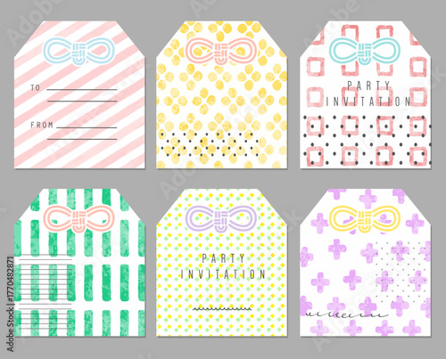 日本のお守り風カードデザイン 願掛け おみくじ 封筒 かわいいパターン 6種類のバリエーション