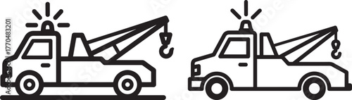 Two tow truck icons silhouette