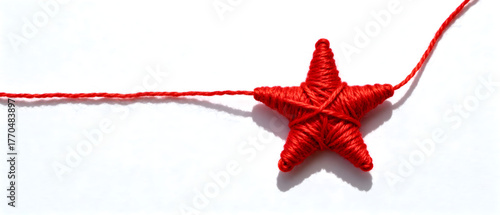 Red Star Ornament Made with Yarn for Holiday Decor, Craft Projects, Scrapbooking, and Seasonal Celebrations
