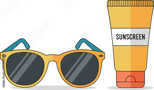 Sunglasses and Sunscreen Tube Icon