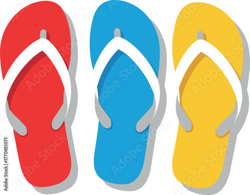 Colorful Flip Flops on White Background