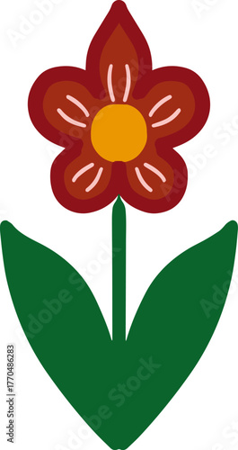 Single hand drawn herbal  floral elements Doodle vector illustration for logo and greeting card