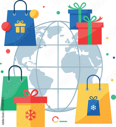 Global Shopping and Gift Giving Concept