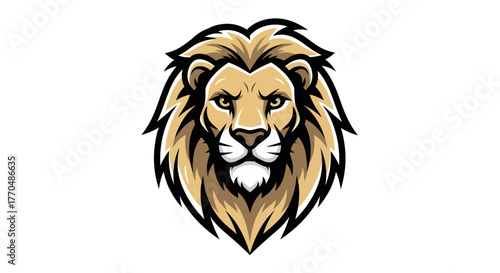 Majestic Lion Head with Golden Mane and Intense Gaze.