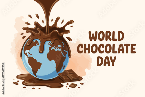 Celebrating World Chocolate Day with a delicious chocolate covered earth and chunks of gourmet chocolate delight