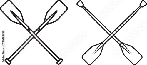 Two crossed oars silhouette