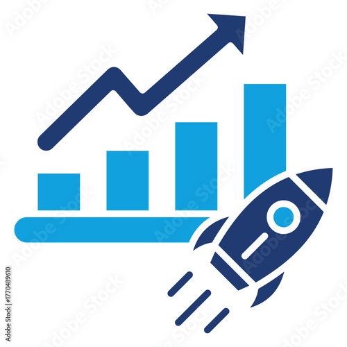 Advancement Flat Blue Icon