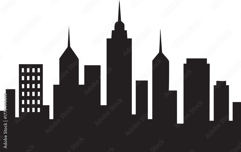 Fototapeta premium Skyscrapers skyline silhouette vector