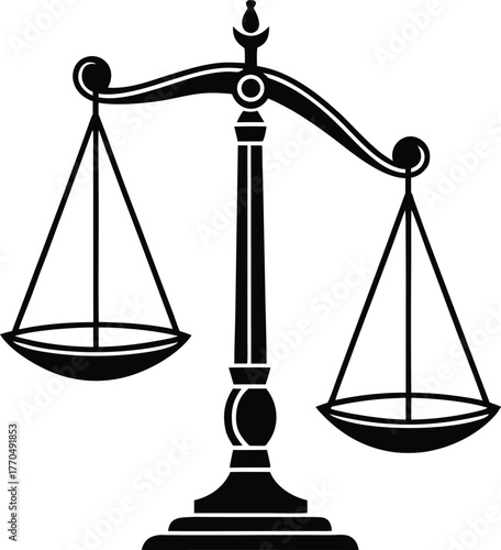 Black Silhouette of a Justice Scale Icon white keywords