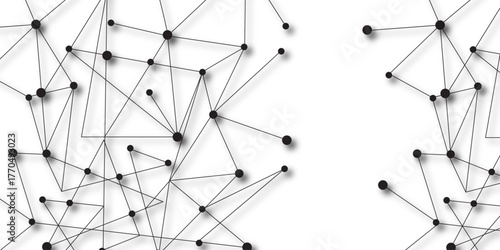 A beautiful Chaotic abstract line seamless pattern .Technology black illustration . Connected lines with dots .graphic background dots with connections for your design, illustration