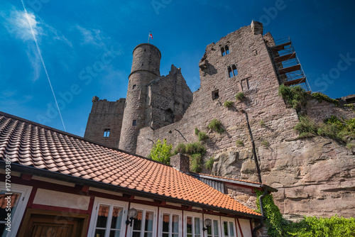 The Majestic and Enigmatic Ruins of an Ancient Castle. Burg Hanstein castle ruins, The historic Castle Hanstein in Thuringia.