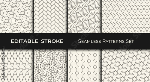 Set of Editable Geometric Patterns – Modern Seamless Abstract Backgrounds