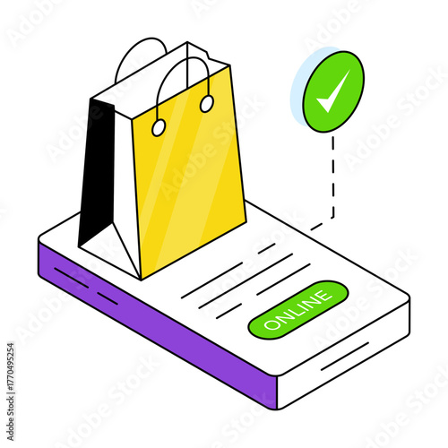 Modern design icon of mobile shopping 
