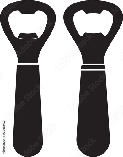 Two black bottle openers silhouette
