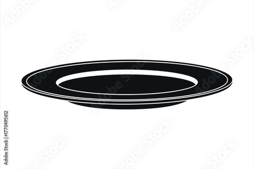Vector icon of an empty black plate