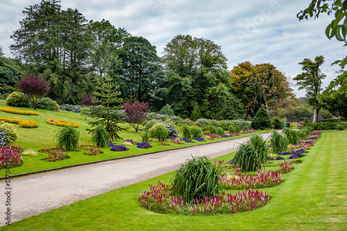 Pathway through Victorian Walled Garden at Kylemore Abbey, Ireland.