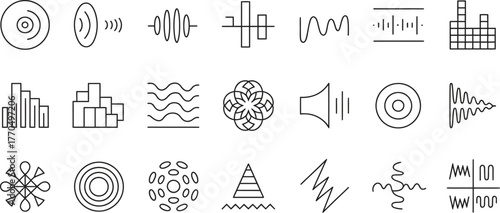 Set of Sound Wave Icons - Music, Audio, Soundwave, and Equalizer Designs