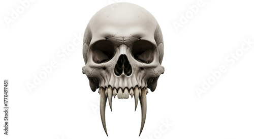 Fearsome vampire skull with elongated fangs and menacing gaze, perfect for Halloween and horror themes