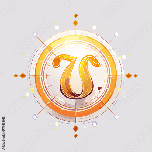 Golden letter 'y' emblem within a radiant stylized compass design minimal elements art