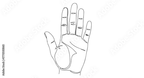 One line continuous drawing of a human hand, minimalist art, simple outline, EPS 6 file included