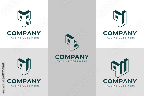 Letters QR QT QU QV QW 3D Logo Monogram, for RQ TQ UQ VQ WQ initials