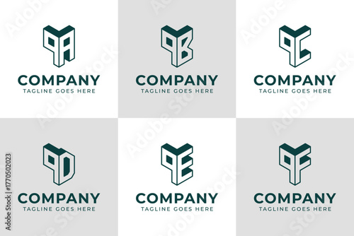 Letters QA QB QC QD QE QF 3D Logo Monogram, for AQ BQ CQ DQ EQ FQ initials