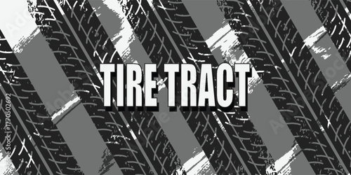 vintage eye catching dirty tire track pattern grunge texture banner vector illustration.  vintage